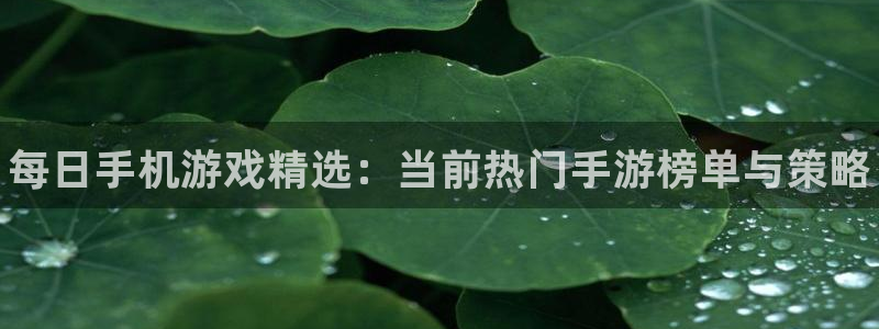 赢咖娱乐官方登录网址：每日手机游戏精选：当前热门手游榜单与策
